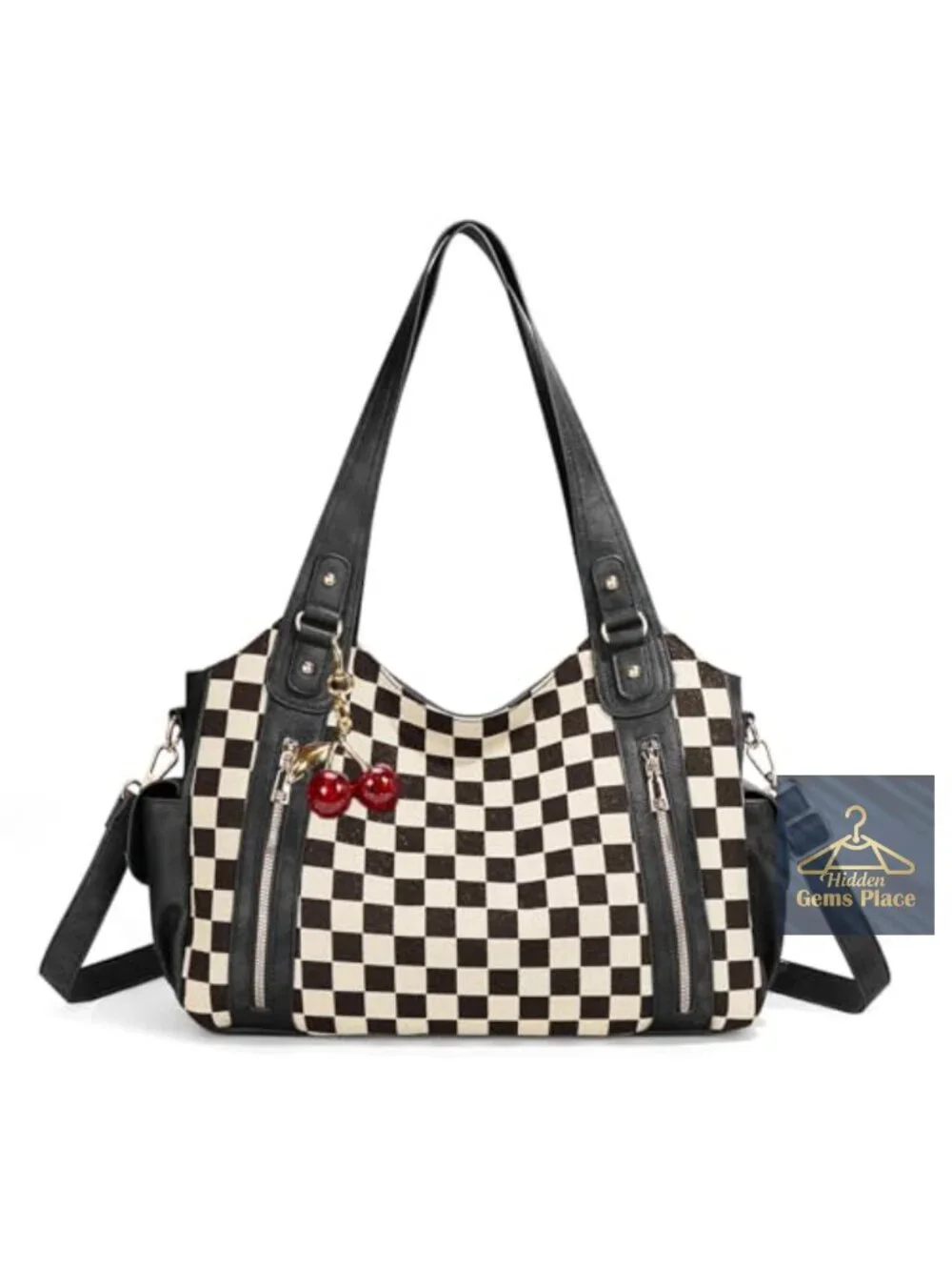 Vintage Canvas Faux Leather Slouchy Hobo Shoulder Bag Crossbody Tote with
